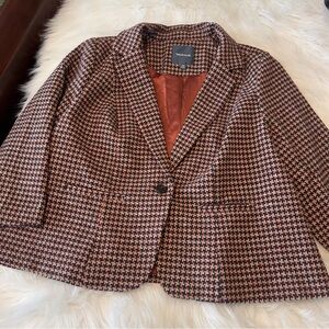 MODCLOTH Brown Houndstooth Patterned Blazer 2X Plus Size